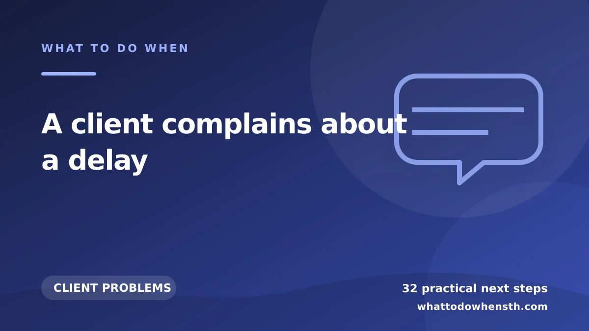 What to do when a client complains about a delay